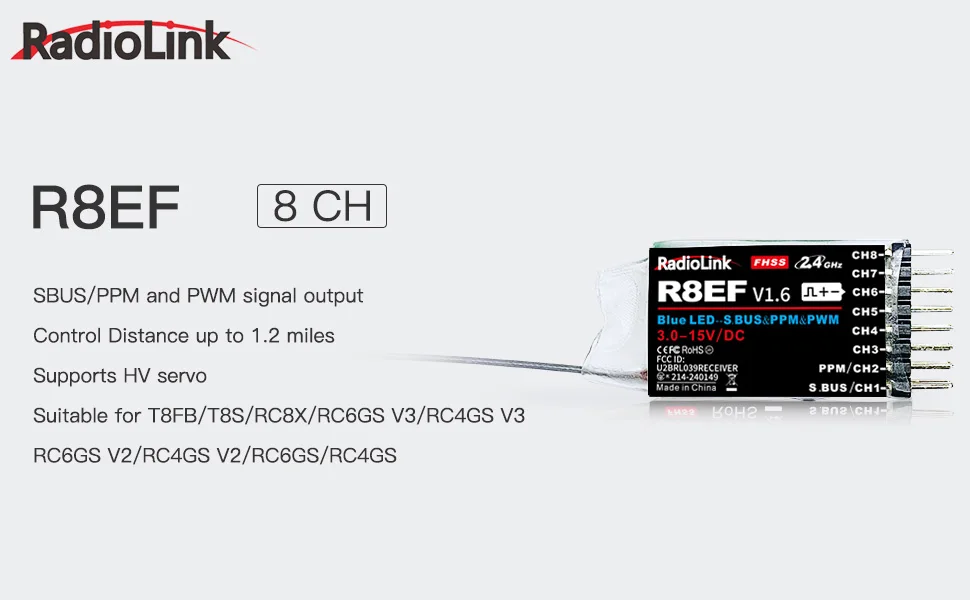 Receiver Sbus 8Ch - รับสัญญาณ Radiolink R8EF 2.4G 8 ช่อง
