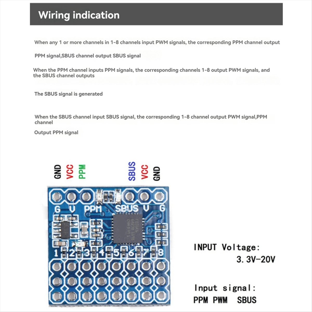 Receiver Sbus 8Ch - A99X SPP-SBUS 8CH คอนเวอร์เตอร์สำหรับสัญญาณ PPM PWM