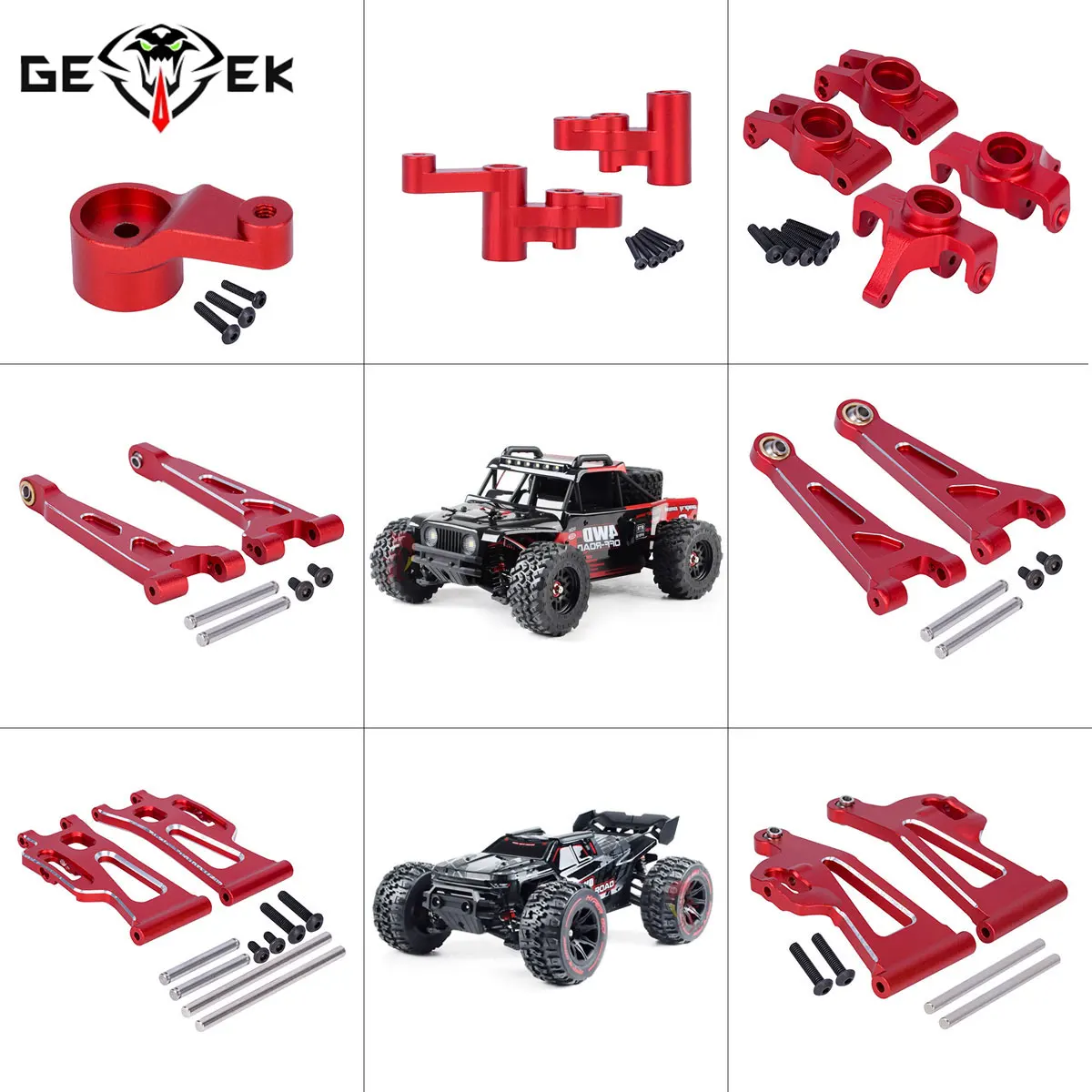 Rc Hobby Drift Car - ชุดอุปกรณ์อะลูมิเนียม CNC สำหรับแกนพวงมาลัย แขนสวิงหน้า-หลัง และแขนเซอร์โว สำหรับรถ