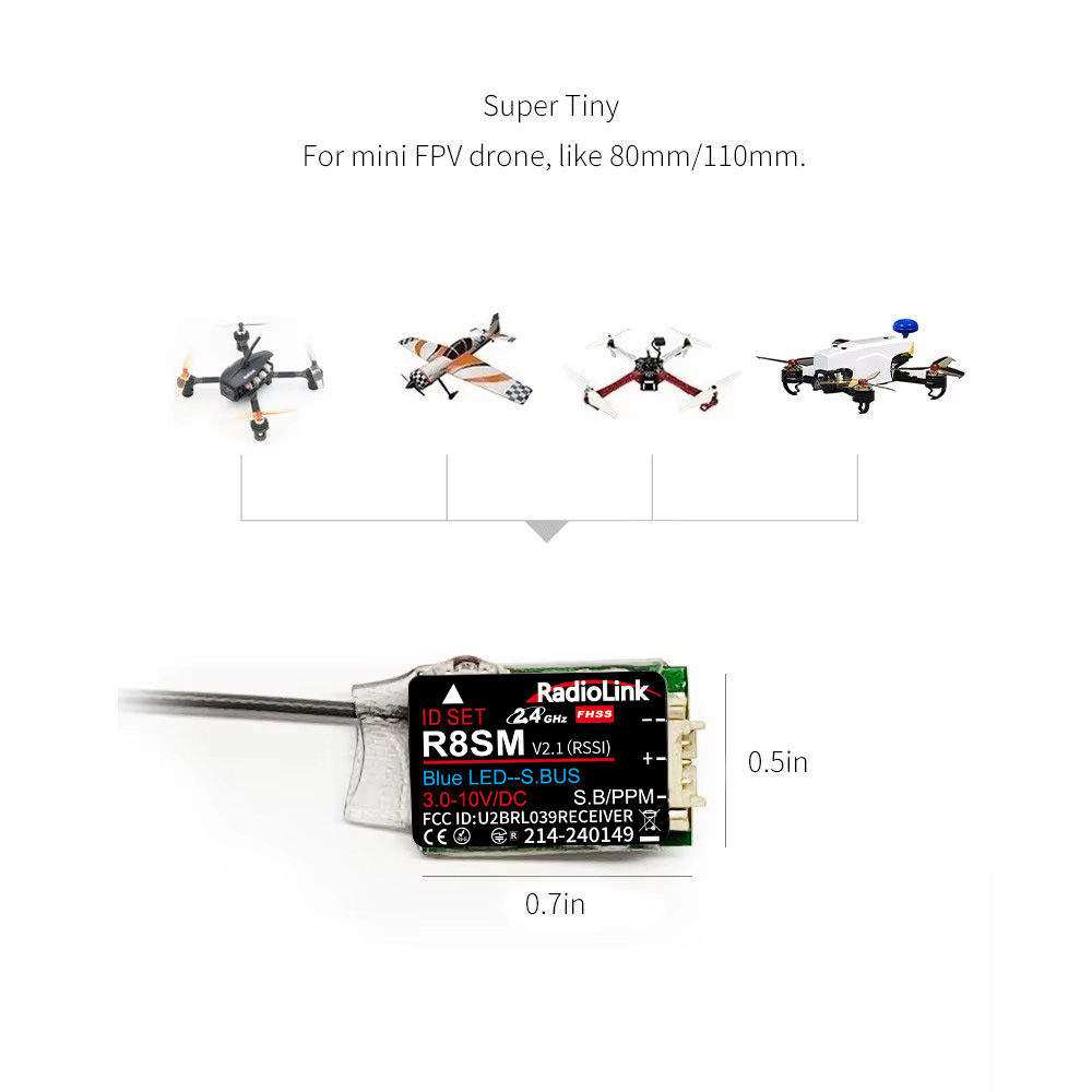 Receiver Sbus 8Ch - RadioLink R8SM 8CH 2.4GHz ตัวรับสัญญาณ RC